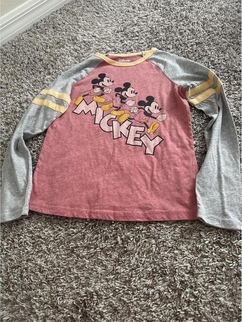 Disney x Jumping Beans Mickey Mouse Pink Gray Long Sleeve Shirt Size 12